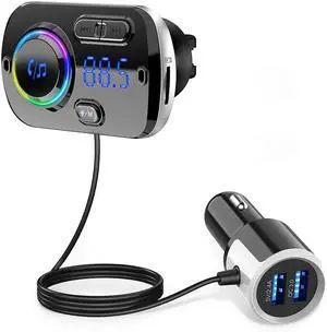 Bluetooth FM Transmitter for Car,7 Color LED Backlit Car Adapter, QC3.0 Dual Ports Charger, Wireless Radio Audio Player, Handsfree Calling & Music Receiver, for Most Smartphones, Support TF Card Bluetooth FM Transmitter for Car,7 Color LED Backlit Car Adapter, QC3.0 Dual Ports Charger, Wireless Radio Audio Player, Handsfree Calling & Music Receiver, for Most Smartphones, Support TF Card
