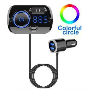 Bluetooth FM Transmitter for Car 5.0 ,Bluetooth Car Adapter with QC3.0 Dual USB Ports, Wireless FM Audio Receiver MP3 Music Player with Hands-free Calls & 7 Colors Backlit Support TF Card Bluetooth FM Transmitter for Car 5.0 ,Bluetooth Car Adapter with QC3.0 Dual USB Ports, Wireless FM Audio Receiver MP3 Music Player with Hands-free Calls & 7 Colors Backlit Support TF Card