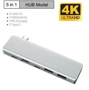 WRIARICH USB C Hub, Fastest Type-C 5 in 1 Multi-Port Hub Adapter for MacBook Pro 13" / 15" / 16" with Thunderbolt 3 USB C,, 2 USB 3.0 Ports and 4K HDMI Out, Pass-Through Charging for MacBook, Mac Pro WRIARICH USB C Hub, Fastest Type-C 5 in 1 Multi-Port Hub Adapter for MacBook Pro 13" / 15" / 16" with Thunderbolt 3 USB C,, 2 USB 3.0 Ports and 4K HDMI Out, Pass-Through Charging for MacBook, Mac Pro