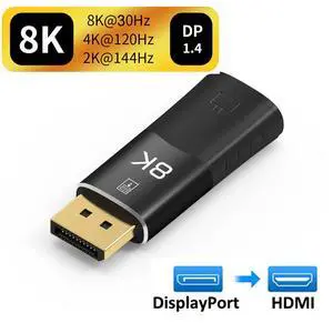 8K DisplayPort to HDMI-Compatible Adapter, DP Male to Female HDMI-Compatible Video Audio Cable HD 8K 4K 1080P for PC TV Laptop 8K DisplayPort to HDMI-Compatible Adapter, DP Male to Female HDMI-Compatible Video Audio Cable HD 8K 4K 1080P for PC TV Laptop