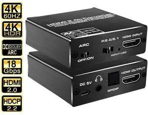 Aluminum Shell 4K HDMI to HDMI and Optical TOSLINK SPDIF + 3.5mm Stereo Audio Extractor Converter HDMI Audio Splitter Adapter(HDMI Input, HDMI + Digital/Analog Audio Output),(OZV8-1) Aluminum Shell 4K HDMI to HDMI and Optical TOSLINK SPDIF + 3.5mm Stereo Audio Extractor Converter HDMI Audio Splitter Adapter(HDMI Input, HDMI + Digital/Analog Audio Output),(OZV8-1)