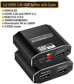 HDMI Switch HDMI Splitter 4K@60HZ, HDMI Splitter 1 in 2 Out with 4 kinds of EDID mode, Supports HDCP2.2, HDMI2.0b, EDID, 3D, RGB 4:4:4 for PS4 PS5 Blu-Ray-Player Fire Stick Xbox PC HDMI Switch HDMI Splitter 4K@60HZ, HDMI Splitter 1 in 2 Out with 4 kinds of EDID mode, Supports HDCP2.2, HDMI2.0b, EDID, 3D, RGB 4:4:4 for PS4 PS5 Blu-Ray-Player Fire Stick Xbox PC