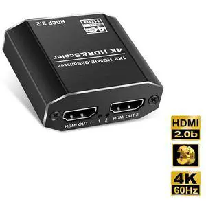 HDMI Splitter 1x2 with 4 kinds of EDID mode, 1 in 2 Out Audio Video Distributor Box, Support HDCP2.2, HDMI2.0b, EDID, 3D, RGB 4:4:4 for PS4, Xbox, STB, Blu-ray DVD Players HDMI Splitter 1x2 with 4 kinds of EDID mode, 1 in 2 Out Audio Video Distributor Box, Support HDCP2.2, HDMI2.0b, EDID, 3D, RGB 4:4:4 for PS4, Xbox, STB, Blu-ray DVD Players