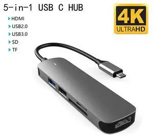 WRIARICH 5 in 1 Type C USB C Hub 3.0 to HDMI Adapter 4K Video USB3.0 USB2.0 SD/TF MicroSD Card Reader Splitter 3.0 Hub for PC Laptops NS Switch and MacBook for Computer Accessories WRIARICH 5 in 1 Type C USB C Hub 3.0 to HDMI Adapter 4K Video USB3.0 USB2.0 SD/TF MicroSD Card Reader Splitter 3.0 Hub for PC Laptops NS Switch and MacBook for Computer Accessories