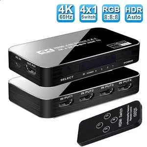 HDMI Switch 4K 60Hz, HDMI Splitter 4 in 1 Out, HDMI2.0 Switch Support 4K@60Hz 18Gbps for Xbox Series PS5/4/3 HD TV Monitor Projector - OZQ5 HDMI Switch 4K 60Hz, HDMI Splitter 4 in 1 Out, HDMI2.0 Switch Support 4K@60Hz 18Gbps for Xbox Series PS5/4/3 HD TV Monitor Projector - OZQ5