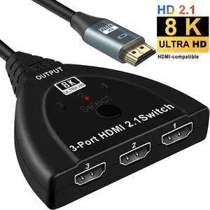 HDMI Switch 3 in 1 Out 8K@60Hz UHD HDMI Switcher with Pigtail Cable, HDMI Switch Box Hub Support 8K 60Hz 3D 1080P HDCP2.3 for PS5 PS4 Xbox DVD Player Fire Stick Apple TV PC (OZ8Q3-1) HDMI Switch 3 in 1 Out 8K@60Hz UHD HDMI Switcher with Pigtail Cable, HDMI Switch Box Hub Support 8K 60Hz 3D 1080P HDCP2.3 for PS5 PS4 Xbox DVD Player Fire Stick Apple TV PC (OZ8Q3-1)