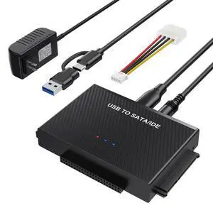 WRIARICH USB C to SATA or IDE Adapter, Hard Drive Adapter Cable Universal for 2.5/3.5 inch SATA HDD/SSD & IDE HDD with 12V/2A Power Adapter WRIARICH USB C to SATA or IDE Adapter, Hard Drive Adapter Cable Universal for 2.5/3.5 inch SATA HDD/SSD & IDE HDD with 12V/2A Power Adapter