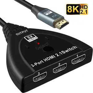 HDMI Switch 3 in 1 Out 8K HDMI Switcher with Pigtail Cable, 8K 60Hz HDMI Switch, HDMI 3 Port Box Hub Supports HDR 3D HDCP2.3, Compatible with PS5 PS4 Xbox Fire Stick Roku Apple TV PC (OZ8Q3-1) HDMI Switch 3 in 1 Out 8K HDMI Switcher with Pigtail Cable, 8K 60Hz HDMI Switch, HDMI 3 Port Box Hub Supports HDR 3D HDCP2.3, Compatible with PS5 PS4 Xbox Fire Stick Roku Apple TV PC (OZ8Q3-1)