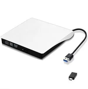 External DVD Drive with OTG Adapter, USB 3.0 Portable CD/DVD+/-RW Drive/DVD Player for Laptop CD ROM Burner Compatible with Laptop Desktop PC Windows Linux OS Apple Mac White External DVD Drive with OTG Adapter, USB 3.0 Portable CD/DVD+/-RW Drive/DVD Player for Laptop CD ROM Burner Compatible with Laptop Desktop PC Windows Linux OS Apple Mac White