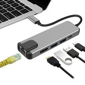 USB C Hub Adapter for MacBook Pro/Air, 5-in-1 USB C Adapter Multi Port with 4K HDMI, 1000Mbps Ethernet Port, 100W Power Delivery, 2 USB 3.0 Ports for MacBook/Pro/Air, Type C Windows Laptop USB C Hub Adapter for MacBook Pro/Air, 5-in-1 USB C Adapter Multi Port with 4K HDMI, 1000Mbps Ethernet Port, 100W Power Delivery, 2 USB 3.0 Ports for MacBook/Pro/Air, Type C Windows Laptop