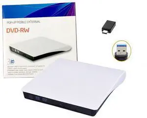 WRIARICH USB 3.0 & USB-C External CD DVD +/- RW Optical Drive Player Reader Writer Burner for Apple MacBook Pro/Air, Windows 10 Laptop Desktop PC of HP, Dell, Acer, Lenovo, Thinkpad, Surface, White WRIARICH USB 3.0 & USB-C External CD DVD +/- RW Optical Drive Player Reader Writer Burner for Apple MacBook Pro/Air, Windows 10 Laptop Desktop PC of HP, Dell, Acer, Lenovo, Thinkpad, Surface, White