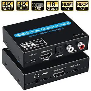 WRIARICH 4K HDMI Audio Extractor Splitter, HDMI to HDMI + Optical Toslink SPDIF + 3.5mm Audio Jack HDMI Audio Support ARC Function for PS4 Xbox One DVD Blu-ray Player HD TV Projector WRIARICH 4K HDMI Audio Extractor Splitter, HDMI to HDMI + Optical Toslink SPDIF + 3.5mm Audio Jack HDMI Audio Support ARC Function for PS4 Xbox One DVD Blu-ray Player HD TV Projector