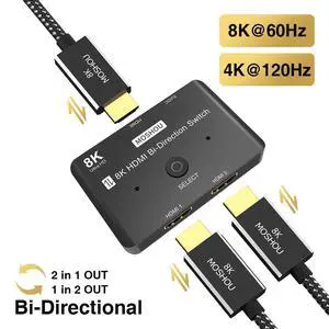 WRIARICH HDMI 2.1 Ultra HD 8K High Speed 48Gbps Bi-Directional Switch 2 in 1 Out or 1 in 2 Out 8K@60Hz 4K@120Hz Converter Compatible with Xbox PS5 Projectors Monitors WRIARICH HDMI 2.1 Ultra HD 8K High Speed 48Gbps Bi-Directional Switch 2 in 1 Out or 1 in 2 Out 8K@60Hz 4K@120Hz Converter Compatible with Xbox PS5 Projectors Monitors