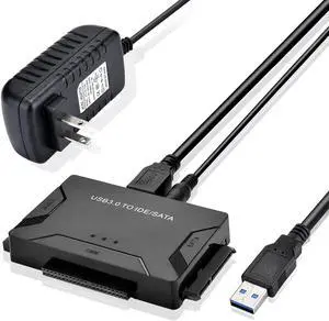 USB to SATA IDE HDD Adapter - USB 3.0 Cable to 2.5" 3.5" SATA IDE Hard Drive Converter for Windows 10/8/ 7/XP, Mac, Internal to External Laptop SSD Reader Kit, File Data Transfer Conversion Cor USB to SATA IDE HDD Adapter - USB 3.0 Cable to 2.5" 3.5" SATA IDE Hard Drive Converter for Windows 10/8/ 7/XP, Mac, Internal to External Laptop SSD Reader Kit, File Data Transfer Conversion Cor