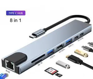 USB C Hub, Type C Adapter 8-in-1 Dock to HDMI 4K, Ethernet RJ45 Port, PD Power Delivery, Type-C Port, 2 USB3.0/2.0 Ports and TF SD Card Readers for MacBook Pro 2018/2017/2016 and More USB-C Devices USB C Hub, Type C Adapter 8-in-1 Dock to HDMI 4K, Ethernet RJ45 Port, PD Power Delivery, Type-C Port, 2 USB3.0/2.0 Ports and TF SD Card Readers for MacBook Pro 2018/2017/2016 and More USB-C Devices