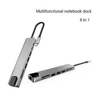 USB C Hub, 8-in-1 Adapter with RJ45 Ethernet, 4K HDMI, 2 USB3.0, Micro SD/TF Card Reader, Type-C Data Port, USB-C PD 3.0, Compatible for Mac Pro and Other Type C USB C Hub, 8-in-1 Adapter with RJ45 Ethernet, 4K HDMI, 2 USB3.0, Micro SD/TF Card Reader, Type-C Data Port, USB-C PD 3.0, Compatible for Mac Pro and Other Type C