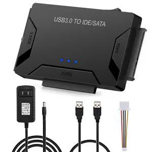USB 3.0 to SATA IDE Adapter with Universal 2.5" 3.5" Hard Drive Disk Converter for HDD SSD and IDE HDD, Support 6TB, Include 12V 2A Power Adapter and USB 3.0 Cable for PC Laptop USB 3.0 to SATA IDE Adapter with Universal 2.5" 3.5" Hard Drive Disk Converter for HDD SSD and IDE HDD, Support 6TB, Include 12V 2A Power Adapter and USB 3.0 Cable for PC Laptop