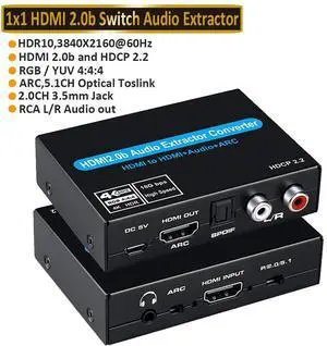 WRIARICH 4K 60Hz HDMI 2.0 audio extractor Support 5.1Ch HDMI2.0b HDMI to HDMI Audio ARC Switch with audio toslink stereo For Apple TV PS4 WRIARICH 4K 60Hz HDMI 2.0 audio extractor Support 5.1Ch HDMI2.0b HDMI to HDMI Audio ARC Switch with audio toslink stereo For Apple TV PS4