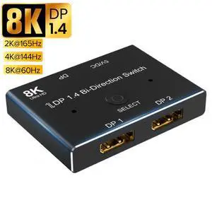 8K Displayport Splitter Switcher,8K@60Hz DP 1.4 Switcher, Two-Way DP Switch Selector Box 2x1 or 1x2, 4K@120Hz Manual Display Port Splitter 2 in 1 Out for Computer Monitor Projector TV 8K Displayport Splitter Switcher,8K@60Hz DP 1.4 Switcher, Two-Way DP Switch Selector Box 2x1 or 1x2, 4K@120Hz Manual Display Port Splitter 2 in 1 Out for Computer Monitor Projector TV