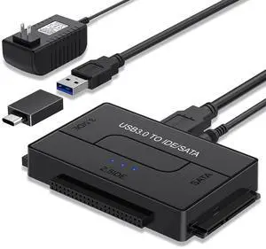 SATA/IDE to USB 3.0 Adapter, IDE Hard Drive Adapter Kit Recovery Converter for Universal 2.5"/3.5" Inch IDE and SATA External HDD/SSD, Support 6TB SATA/IDE to USB 3.0 Adapter, IDE Hard Drive Adapter Kit Recovery Converter for Universal 2.5"/3.5" Inch IDE and SATA External HDD/SSD, Support 6TB