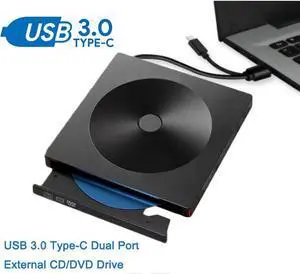 External CD DVD Drive, USB 3.0 & Type C External DVD CD Player, Plug & Play Burner High Speed Data Transfer DVD Player for Laptop Notebook PC Support Windows/Vista/7/8/10, Mac OS & Linux - Black External CD DVD Drive, USB 3.0 & Type C External DVD CD Player, Plug & Play Burner High Speed Data Transfer DVD Player for Laptop Notebook PC Support Windows/Vista/7/8/10, Mac OS & Linux - Black