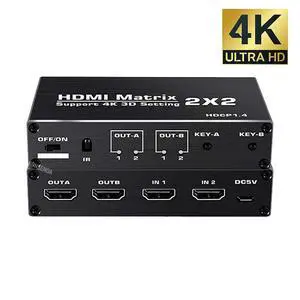 WRIARICH 2x2 HDMI Matrix Switch Up to 4K 60Hz HDR, HDMI 2.0b, HDCP 1.4 , 3D,1080P,YUV 4:2:0, IR Remote, 2 in 2 Out Video (OZJ3) WRIARICH 2x2 HDMI Matrix Switch Up to 4K 60Hz HDR, HDMI 2.0b, HDCP 1.4 , 3D,1080P,YUV 4:2:0, IR Remote, 2 in 2 Out Video (OZJ3)