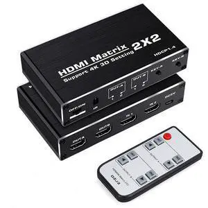 WRIARICH 4K@60Hz HDMI Matrix 2 in 2 Out, 2 X 2 Switcher with HDR, HDMI 2.0b, HDCP 1.4 , 3D,1080P,YUV 4:2:0 and IR Remote (OZJ3) WRIARICH 4K@60Hz HDMI Matrix 2 in 2 Out, 2 X 2 Switcher with HDR, HDMI 2.0b, HDCP 1.4 , 3D,1080P,YUV 4:2:0 and IR Remote (OZJ3)