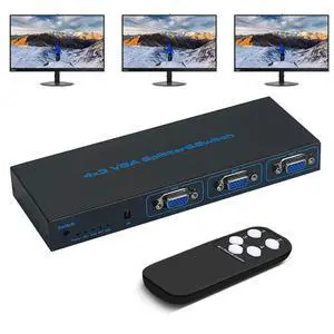 4x3 VGA Switch Video Selector Switcher Box (4 Input 3 Output), 4 Port Powered VGA Switch 4 PC to 3 Monitors/Projector with Remote 4x3 VGA Switch Video Selector Switcher Box (4 Input 3 Output), 4 Port Powered VGA Switch 4 PC to 3 Monitors/Projector with Remote