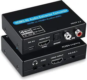 WRIARICH 4K 60Hz HDMI Splitter with ARC & Optical Toslink HDMI 2.0 Switch Output Support 3D for PS4 Xbox One DVD Blu-ray Player HD TV Projector WRIARICH 4K 60Hz HDMI Splitter with ARC & Optical Toslink HDMI 2.0 Switch Output Support 3D for PS4 Xbox One DVD Blu-ray Player HD TV Projector