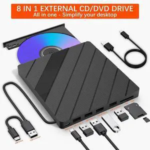 WRIARICH External DVD Drive for Laptop, Portable DVD Player for Laptop, 8 in 1 USB 3.0 CD/DVD-ROM +/-RW CD Burner,CD drive external usb cd reader Compatible with Laptop Desktop Mac,Windows 11/10/8/7 WRIARICH External DVD Drive for Laptop, Portable DVD Player for Laptop, 8 in 1 USB 3.0 CD/DVD-ROM +/-RW CD Burner,CD drive external usb cd reader Compatible with Laptop Desktop Mac,Windows 11/10/8/7