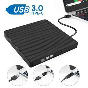 External DVD Drive, High Speed Data Transfer USB 3.0 Type C External CD DVD Reader Writer Player for Laptop Desktop MacBook Mac OS Windows 10/8/7/XP/Vista (Black) External DVD Drive, High Speed Data Transfer USB 3.0 Type C External CD DVD Reader Writer Player for Laptop Desktop MacBook Mac OS Windows 10/8/7/XP/Vista (Black)