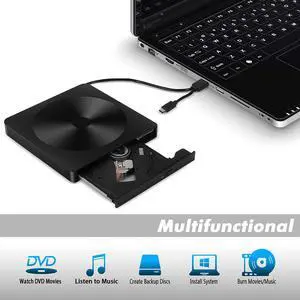 WRIARICH YX-008 External CD DVD Drive USB 3.0 Type-C Portable DVD/CD ROM +/-RW Drive Burner Rewriter for Windows 10 Laptop Desktop PC, MacBook Pro/ Air, iMac WRIARICH YX-008 External CD DVD Drive USB 3.0 Type-C Portable DVD/CD ROM +/-RW Drive Burner Rewriter for Windows 10 Laptop Desktop PC, MacBook Pro/ Air, iMac