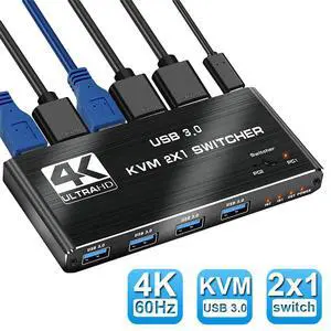 WRIARICH 4K@60Hz HDMI2.0 KVM Switch 2 Computers, 2 in 1 Out 2 Port Type-C HDMI KVM Switch with 4USB3.0 Port, Keyboard Mouse, for MacBook, USB-C HDMI PC WRIARICH 4K@60Hz HDMI2.0 KVM Switch 2 Computers, 2 in 1 Out 2 Port Type-C HDMI KVM Switch with 4USB3.0 Port, Keyboard Mouse, for MacBook, USB-C HDMI PC