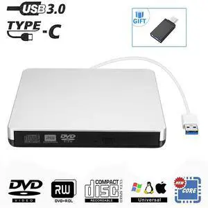 External USB 3.0/Type-C CD DVD Drive, WRIARICHProtable External DVD Drive, USB Slim Portable CD-RW DVD-R Combo Burner Writer Player for Laptop Notebook PC Desktop Computer, SILVER External USB 3.0/Type-C CD DVD Drive, WRIARICHProtable External DVD Drive, USB Slim Portable CD-RW DVD-R Combo Burner Writer Player for Laptop Notebook PC Desktop Computer, SILVER