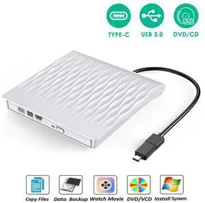 WRIARICH External DVD Drive, USB 3.0 Type-C CD DVD +/-RW Optical Drive USB C Burner Slim CD/DVD ROM Rewriter Writer Reader Portable for PC Laptop Desktop MacBook Mac Windows 7/8.1/10 Linux OS White WRIARICH External DVD Drive, USB 3.0 Type-C CD DVD +/-RW Optical Drive USB C Burner Slim CD/DVD ROM Rewriter Writer Reader Portable for PC Laptop Desktop MacBook Mac Windows 7/8.1/10 Linux OS White