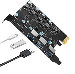 WRIARICH PCI-E to USB 5-Port((2*USB C - 3*USB A)) Expansion Card,PCI Express USB Add in Card, Internal USB3.0 Hub Converter for Desktop PC Host Card Support Windows 10/8/7/XP and MAC OS 10.8.2 Above WRIARICH PCI-E to USB 5-Port((2*USB C - 3*USB A)) Expansion Card,PCI Express USB Add in Card, Internal USB3.0 Hub Converter for Desktop PC Host Card Support Windows 10/8/7/XP and MAC OS 10.8.2 Above