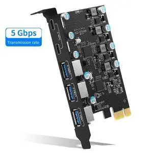 WRIARICH PCIE to USB Expansion Card, 5-Port (3X USB 3.0 A,2X USB C) Superspeed 5Gbps Front Expansion Card, USB PCIE Expansion Card for Win XP Win7 Win 8 Win 10 Win 11 Linux WRIARICH PCIE to USB Expansion Card, 5-Port (3X USB 3.0 A,2X USB C) Superspeed 5Gbps Front Expansion Card, USB PCIE Expansion Card for Win XP Win7 Win 8 Win 10 Win 11 Linux