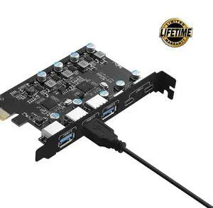 WRIARICH PCIE USB 3.0 Card 5-Ports(2X USB C - 3X USB A), PCI Expree to USB Expansion Card Super Speed 5Gbps PCI-e USB3.0 Hub Controller Adapter for Windows 11/10/8/7/XP/Vista WRIARICH PCIE USB 3.0 Card 5-Ports(2X USB C - 3X USB A), PCI Expree to USB Expansion Card Super Speed 5Gbps PCI-e USB3.0 Hub Controller Adapter for Windows 11/10/8/7/XP/Vista
