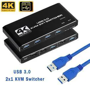 WRIARICH 4K HDMI KVM Switch 2 in 1 Out, 2 Computers 1 Monitor Share 4USB3.0 Port, Keyboard Mouse Printer Switcher Switch WRIARICH 4K HDMI KVM Switch 2 in 1 Out, 2 Computers 1 Monitor Share 4USB3.0 Port, Keyboard Mouse Printer Switcher Switch