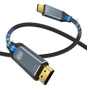 USB C USB3.1 to HDMI 8K 2.1 Cable 3.3FT 7680x4320 8K@30Hz 4K@120Hz UHD HDR High Speed 48Gbps Thunderbolt 3 Compatible for HDTVs Projectors and Monitors USB C USB3.1 to HDMI 8K 2.1 Cable 3.3FT 7680x4320 8K@30Hz 4K@120Hz UHD HDR High Speed 48Gbps Thunderbolt 3 Compatible for HDTVs Projectors and Monitors