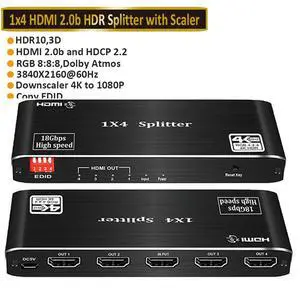 WRIARICH 1x4 HDMI Splitter, 4K 60Hz 8:8:8, HDR10, HDCP 2.2, EDID, D-o-l-b-y Vision Atmos for HDTV/Monitors/Laptops/PS5/Xbox and etc WRIARICH 1x4 HDMI Splitter, 4K 60Hz 8:8:8, HDR10, HDCP 2.2, EDID, D-o-l-b-y Vision Atmos for HDTV/Monitors/Laptops/PS5/Xbox and etc
