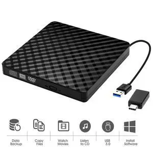 WRIARICH High-speed USB 3.0/USB-C External DVD Burner Writer Recorder CD/DVD ROM Player PC Optical Drive External DVD Drive Optical Drive WRIARICH High-speed USB 3.0/USB-C External DVD Burner Writer Recorder CD/DVD ROM Player PC Optical Drive External DVD Drive Optical Drive