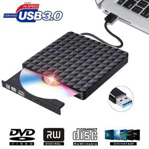 WRIARICH Diamond Pattern External DVD Drive USB 3.0, Ultra-Slim CD DVD +/-RW Drive, DVD/CD ROM Rewriter Burner Writer for MacBook, Laptop, Notebook, PC Computer -Black WRIARICH Diamond Pattern External DVD Drive USB 3.0, Ultra-Slim CD DVD +/-RW Drive, DVD/CD ROM Rewriter Burner Writer for MacBook, Laptop, Notebook, PC Computer -Black