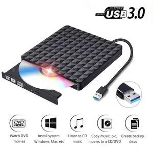 Diamond Pattern External CD DVD Drive, USB 3.0 Slim Portable External CD DVD Rewriter Burner Writer, High Speed Data Transfer Optical Drive for PC Desktop/Laptop/Linux/Windows 10/8/7/XP(Black) Diamond Pattern External CD DVD Drive, USB 3.0 Slim Portable External CD DVD Rewriter Burner Writer, High Speed Data Transfer Optical Drive for PC Desktop/Laptop/Linux/Windows 10/8/7/XP(Black)