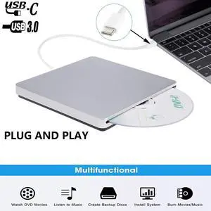 WRIARICH Type-C Portable External DVD CD Drive, CD DVD +/-RW Drive with USB 3.0 Slim CD DVD ROM Recorder Writer Burner,High Speed Data Transfer for Desktop/Laptop Mac/Linux OS - XD055, Silver WRIARICH Type-C Portable External DVD CD Drive, CD DVD +/-RW Drive with USB 3.0 Slim CD DVD ROM Recorder Writer Burner,High Speed Data Transfer for Desktop/Laptop Mac/Linux OS - XD055, Silver