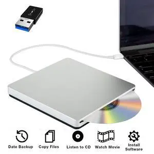 WRIARICH USB 3.0 USB C External DVD Drive CD Burner CD/DVD +/-RW Optical Drive,Slim Portable DVD CD ROM Rewriter Writer Duplicator for MacBook Laptop Desktop PC Windows 10/8/7 Silver WRIARICH USB 3.0 USB C External DVD Drive CD Burner CD/DVD +/-RW Optical Drive,Slim Portable DVD CD ROM Rewriter Writer Duplicator for MacBook Laptop Desktop PC Windows 10/8/7 Silver