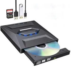WRIARICH External CD/DVD Drive for Laptop with Carrying Case,DVD Player for Laptop,Portable CD Burner with USB2.0 Ports, USB3.0 Ports, USB C Ports, SD Card Slots,CD Disk Drive Player Reader Writer WRIARICH External CD/DVD Drive for Laptop with Carrying Case,DVD Player for Laptop,Portable CD Burner with USB2.0 Ports, USB3.0 Ports, USB C Ports, SD Card Slots,CD Disk Drive Player Reader Writer