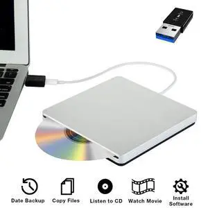 WRIARICH Aluminum DVD Drive External CD/DVD Drive for Laptop Burner USB-C/USB3.0 Portable Slim,for iMac Notebook Laptop Desktop Support Mac os Win 7 Win8 Win10,Silver WRIARICH Aluminum DVD Drive External CD/DVD Drive for Laptop Burner USB-C/USB3.0 Portable Slim,for iMac Notebook Laptop Desktop Support Mac os Win 7 Win8 Win10,Silver