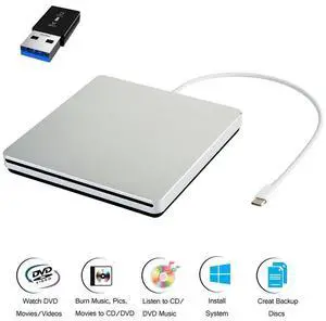 WRIARICH External DVD Drive, USB-C/USB3.0 Portable CD/DVD+/-RW Drive/DVD Player for Laptop CD ROM Burner Compatible with Macbook Laptop Desktop PC Windows Linux OS Apple Mac Silver WRIARICH External DVD Drive, USB-C/USB3.0 Portable CD/DVD+/-RW Drive/DVD Player for Laptop CD ROM Burner Compatible with Macbook Laptop Desktop PC Windows Linux OS Apple Mac Silver
