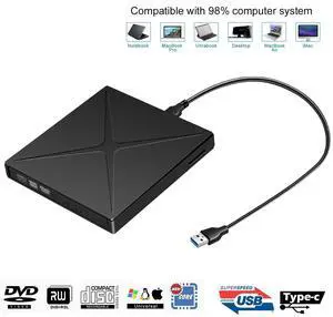 WRIARICH External DVD Drive for Laptop, USB 3.0 Portable Optical Slim CD/DVD Burner Player RW Drive Support SD cards Reader For Desktop PC Windows XP/ 2003/ Vista/ 7/8, Linux, Mac os System WRIARICH External DVD Drive for Laptop, USB 3.0 Portable Optical Slim CD/DVD Burner Player RW Drive Support SD cards Reader For Desktop PC Windows XP/ 2003/ Vista/ 7/8, Linux, Mac os System